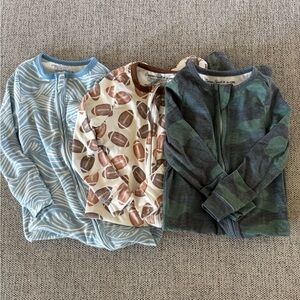 Set of Three Copper Pearl Baby footie pajamas- surf, blitz, hunter
